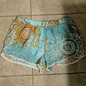 Teal patterened shorts